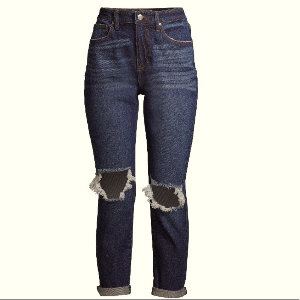 NWOT busted knee straight leg mom jeans